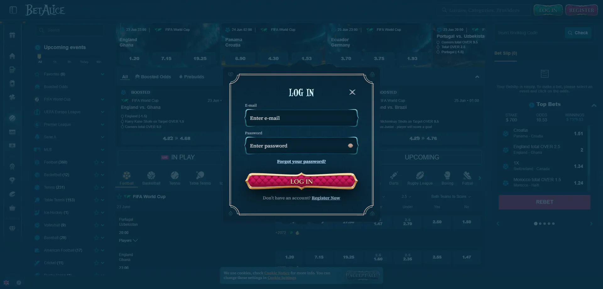 Registrazione BetAlice Casino crea account in pochi minuti
